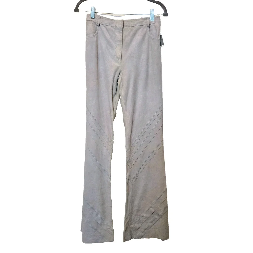 Alberta Ferretti vintage detailed suede leather size 6 pant Y2K NWT - Picture 12 of 14